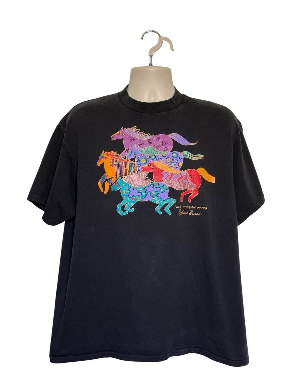 Rare VTG 90s Laurel Burch Elk Canyon Mares Unisex T-Shirt Single Stitch Sz XL